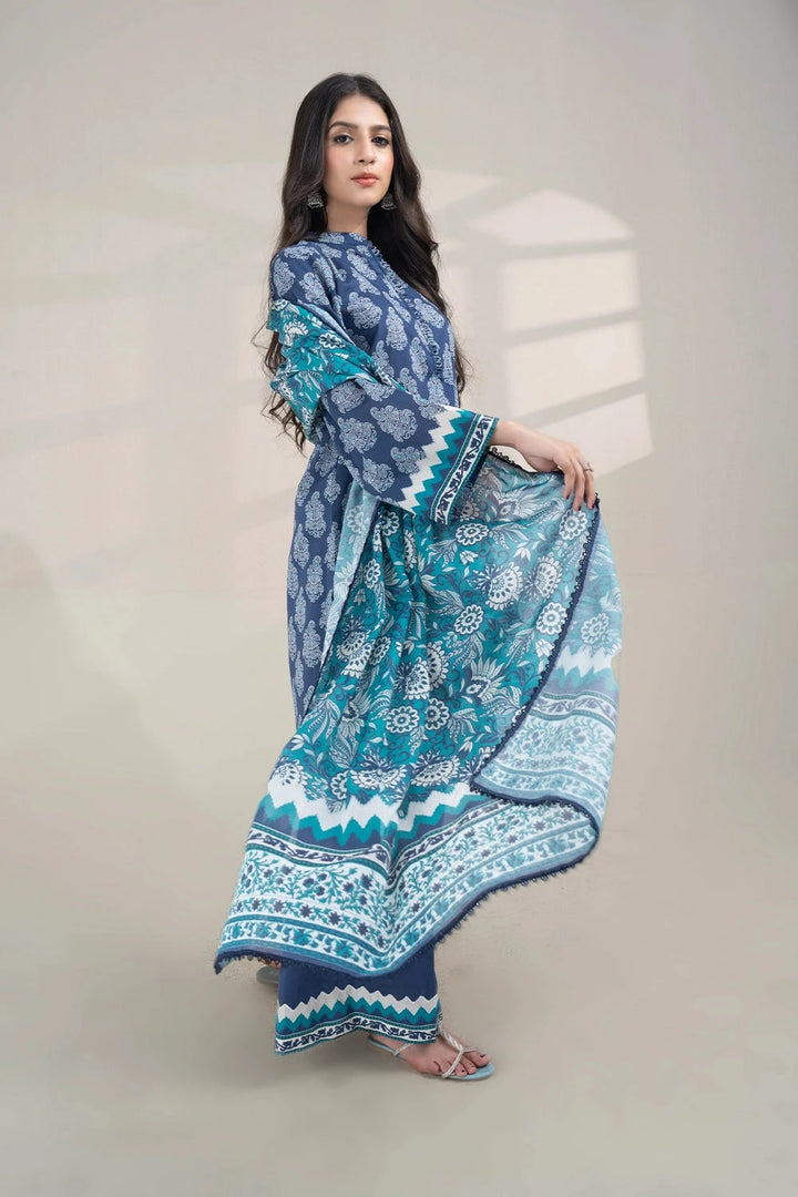 3PC Printed Unstitched Lawn Suit KLA-3268 Printed KHAS STORES 