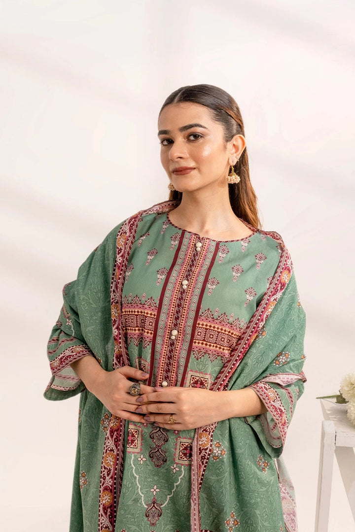 3PC Printed Unstitched Lawn Suit KLA-3301 Printed KHAS STORES 
