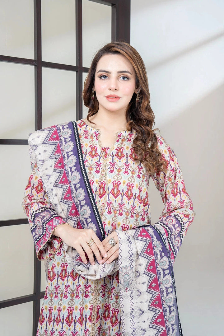 3PC Printed Unstitched Lawn Suit KLA-3404 Printed KHAS STORES 