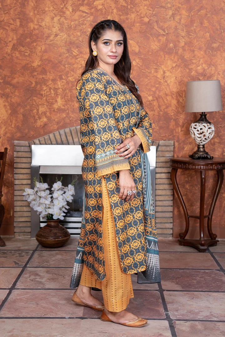 3PC Printed Unstitched Lawn Suit KLA-3405 Printed KHAS STORES 