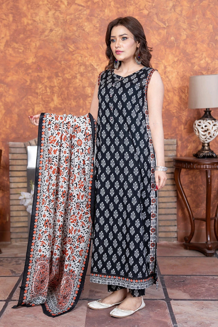3PC Printed Unstitched Lawn Suit KLA-3406 Printed KHAS STORES 