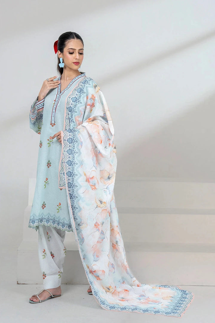 3PC Printed Unstitched Lawn Suit KLA-3407 Printed KHAS STORES 