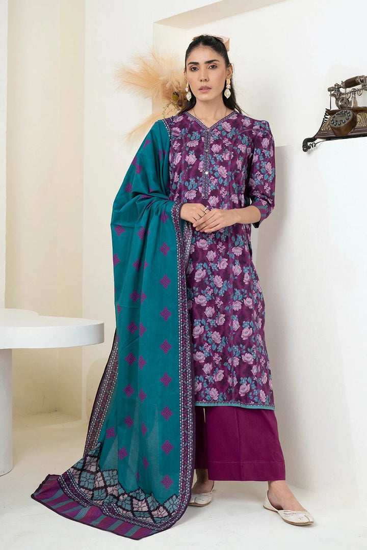 3PC Printed Unstitched Lawn Suit KLA-3414 Printed KHAS STORES 