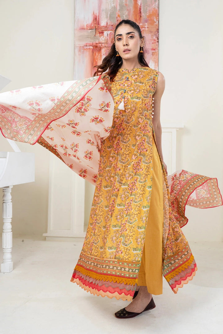 3PC Printed Unstitched Lawn Suit KLA-3416 Printed KHAS STORES 