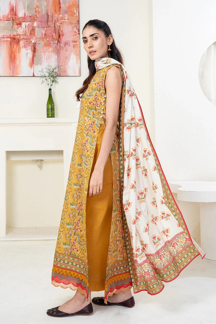 3PC Printed Unstitched Lawn Suit KLA-3416 Printed KHAS STORES 