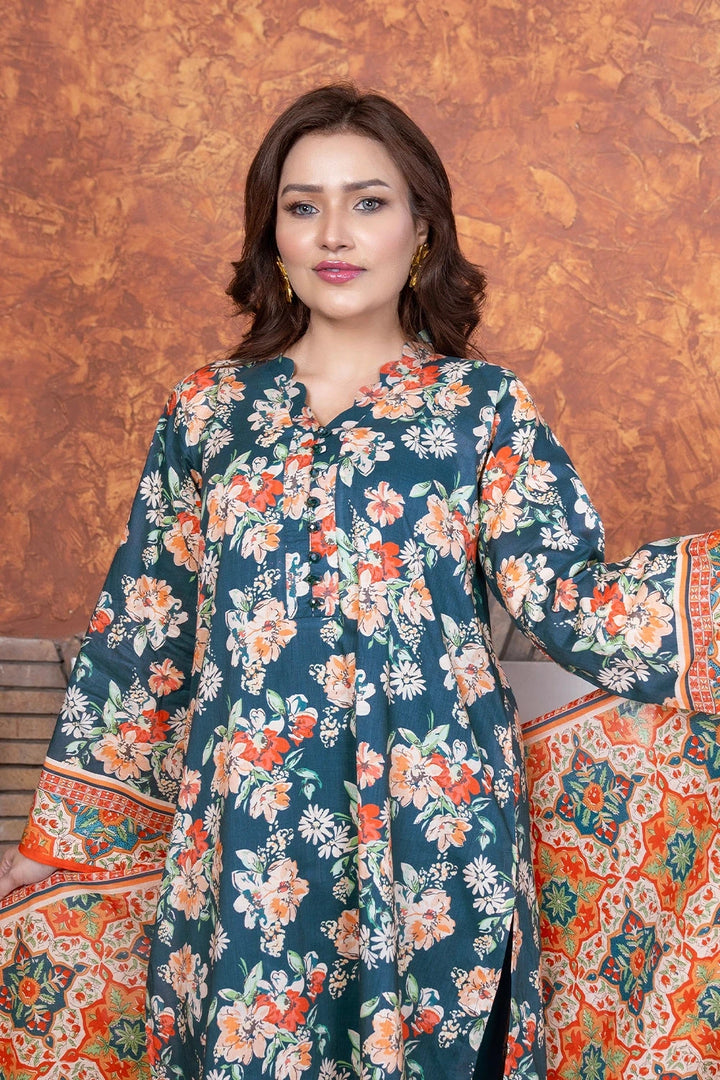 3PC Printed Unstitched Lawn Suit KLA-3417 Printed KHAS STORES 