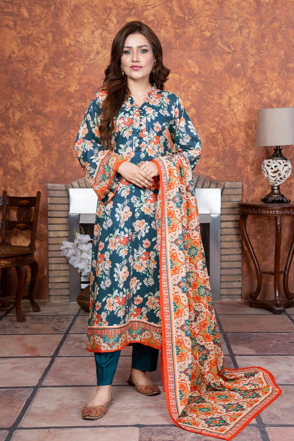 3PC Printed Unstitched Lawn Suit KLA-3417 Printed KHAS STORES 