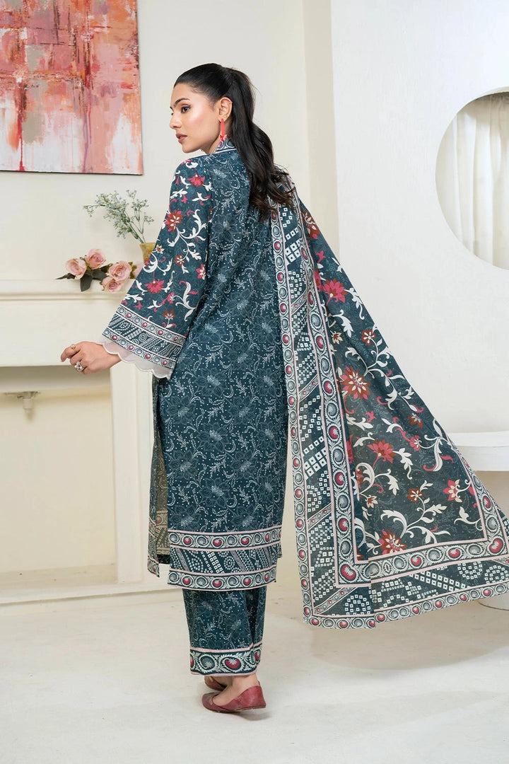 3PC Printed Unstitched Lawn Suit KLA-3475 Printed KHAS STORES 