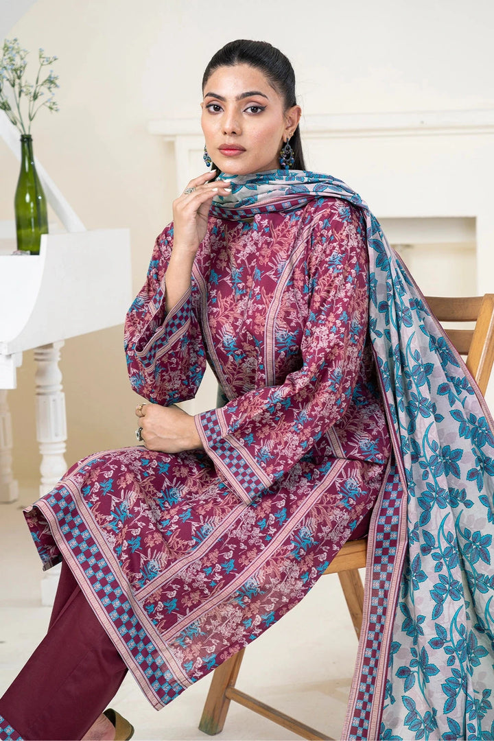 3PC Printed Unstitched Lawn Suit KLA-3488 Printed KHAS STORES 