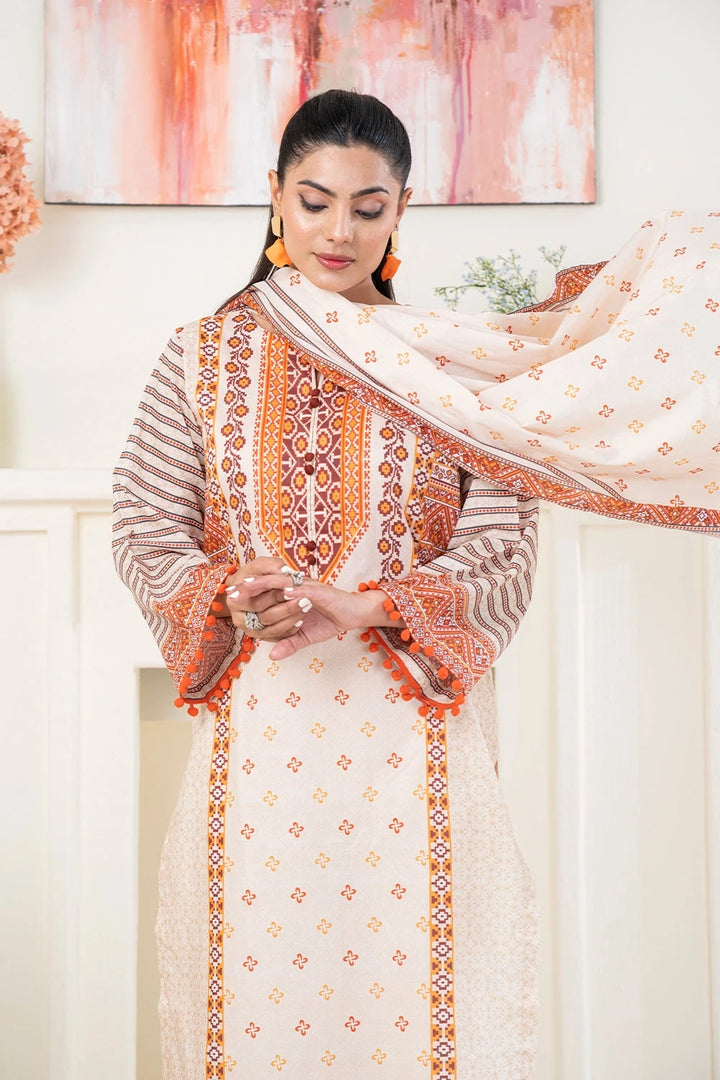 3PC Printed Unstitched Lawn Suit KLA-3490 Printed KHAS STORES 