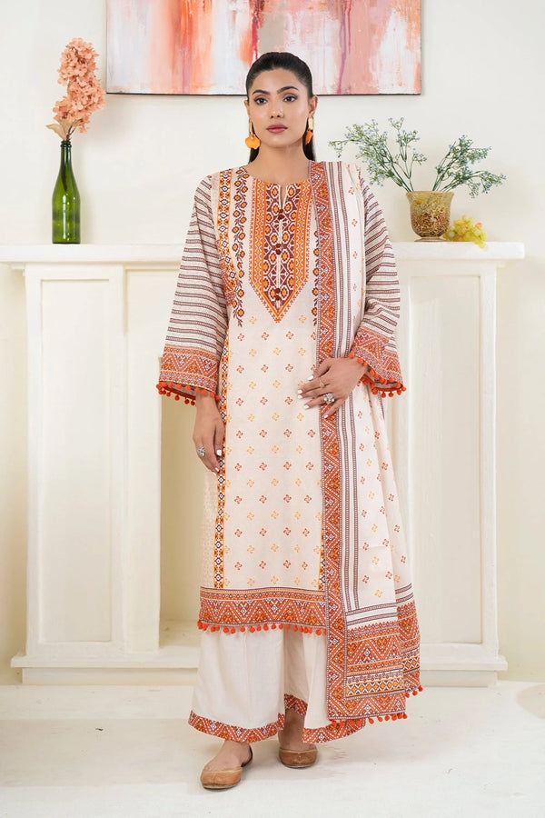 3PC Printed Unstitched Lawn Suit KLA-3490 Printed KHAS STORES 