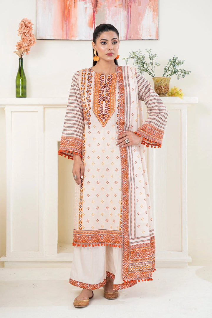 3PC Printed Unstitched Lawn Suit KLA-3490 Printed KHAS STORES 