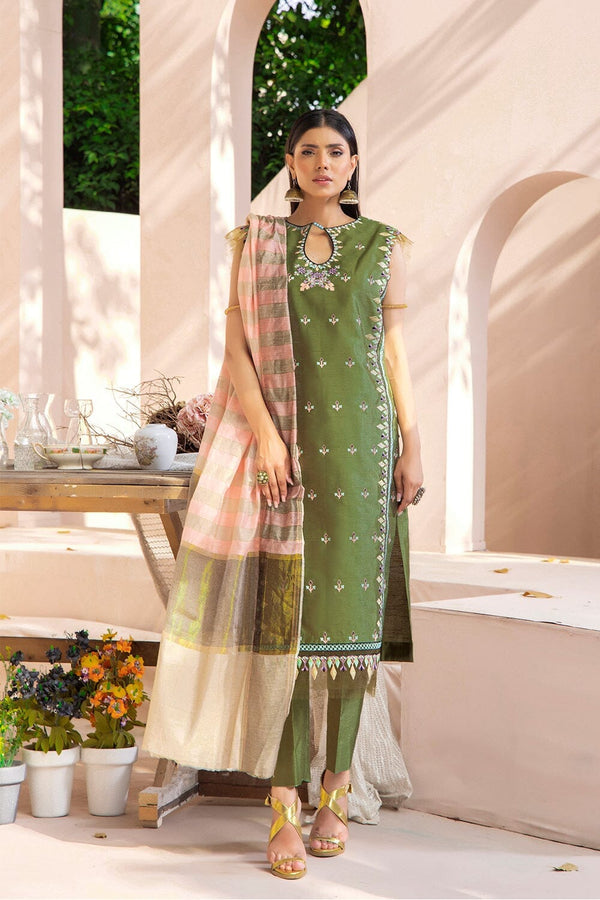 3PC Stitched Embroidered Faux Silk Suit KFSE-2327 KHAS STORES 