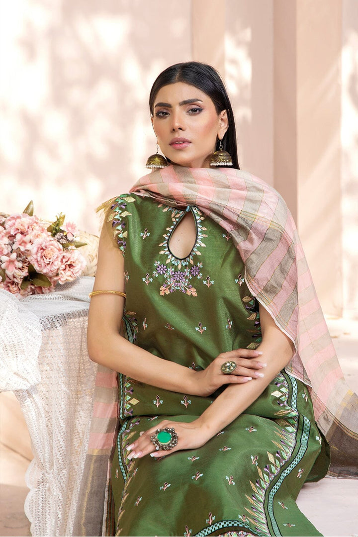3PC Stitched Embroidered Faux Silk Suit KFSE-2327 KHAS STORES 