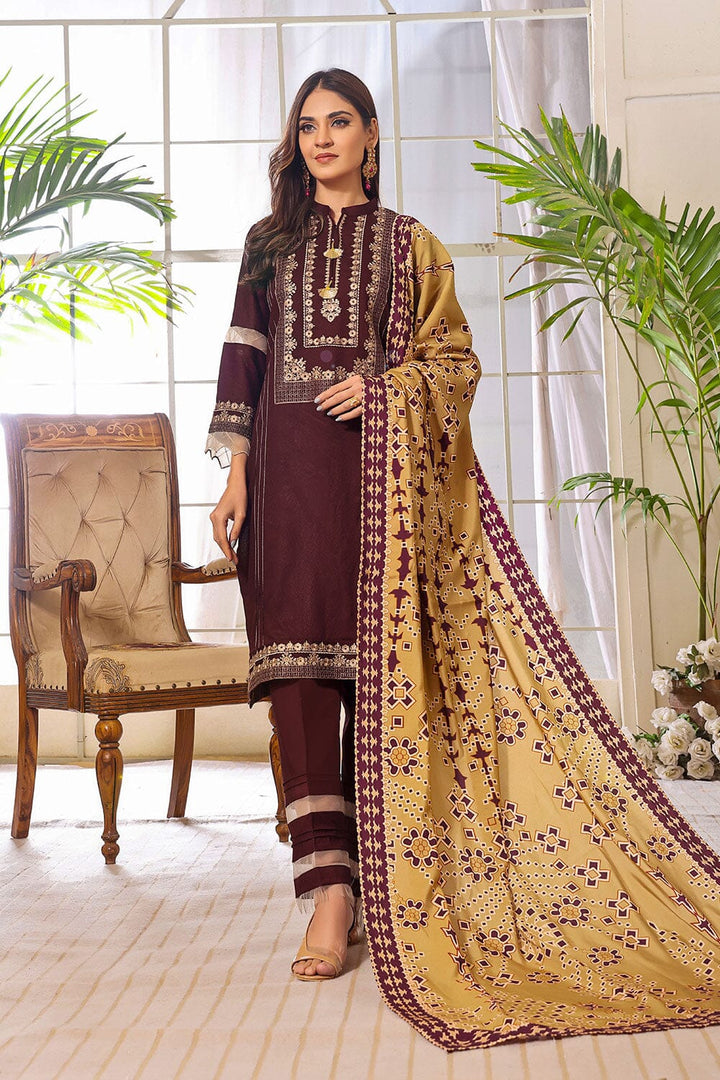 3PC Unstitched Embroidered Jacquard Linen Suit KJE-2281 KHAS STORES 