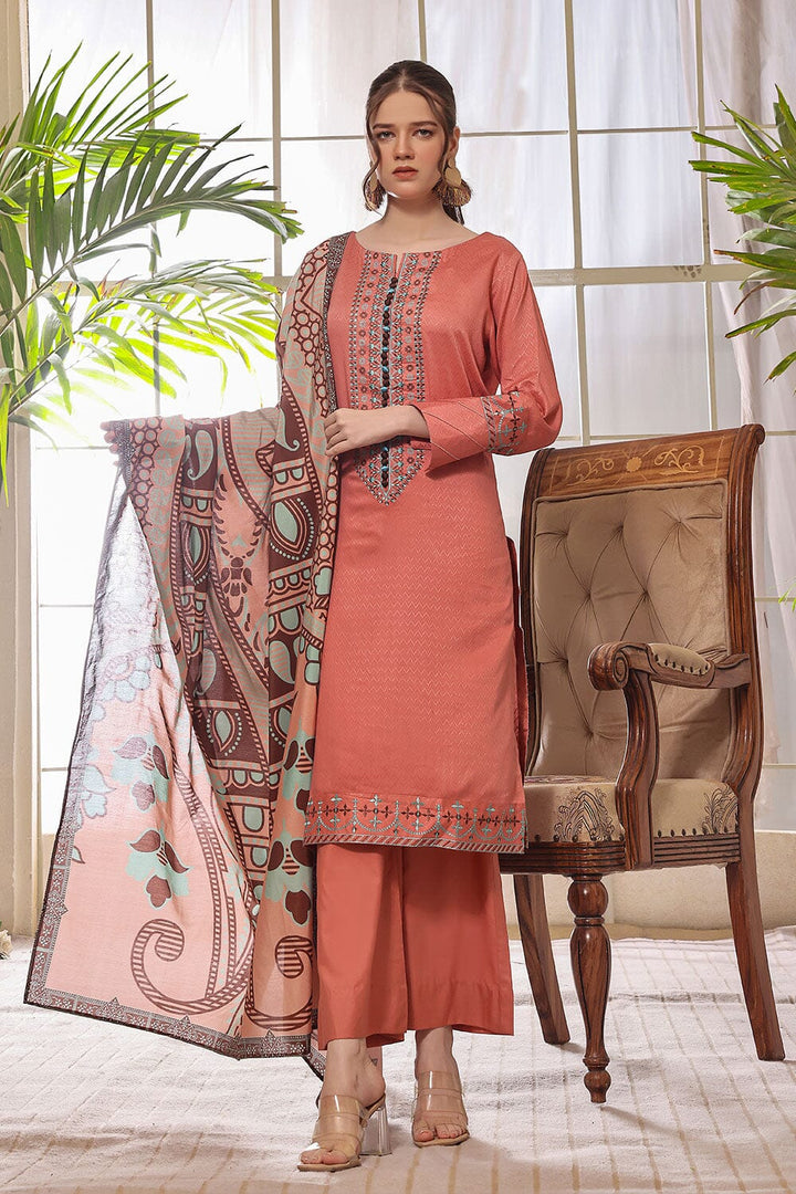 3PC Unstitched Embroidered Jacquard Linen Suit KJE-2283 KHAS STORES 