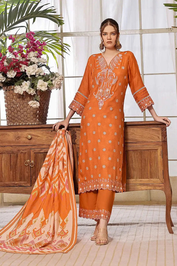 3PC Unstitched Embroidered Jacquard Linen Suit KJE-2284 KHAS STORES 