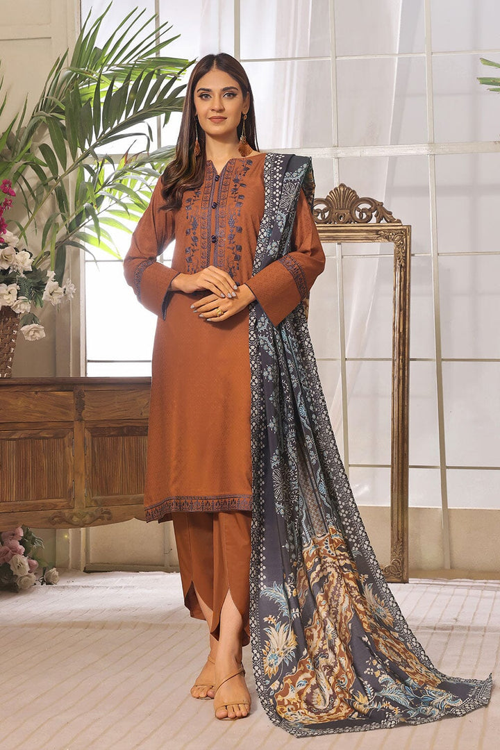 3PC Unstitched Embroidered Jacquard Linen Suit KJE-2285 KHAS STORES 