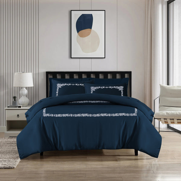 6 PCS BED SET ROYAL EXQUISITE NAVY Luxury Bedding HOMBEDCLU 