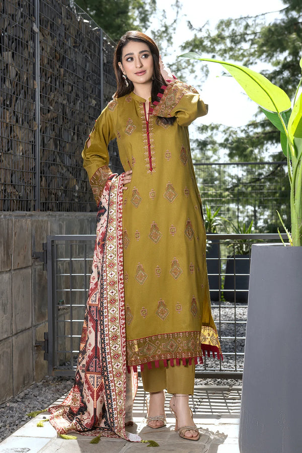 3PC Stitched Embroidered Linen Suit RTW-KLE-3538