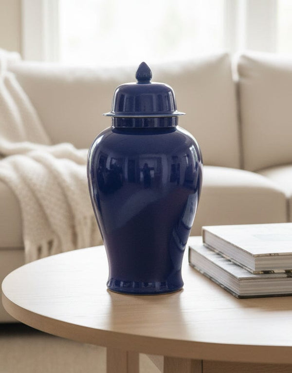 Classic Navy Blue Ceramic Jar Decor KHAS STORES 