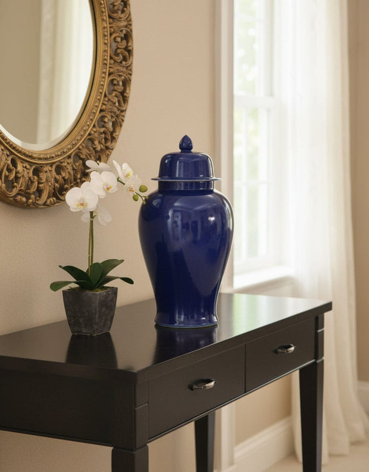 Classic Navy Blue Ceramic Jar Decor KHAS STORES 
