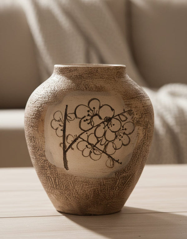 Hand-Painted Rustic Ceramic Vase Decor KHAS STORES 