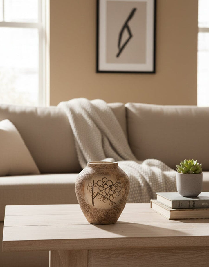 Hand-Painted Rustic Ceramic Vase Decor KHAS STORES 