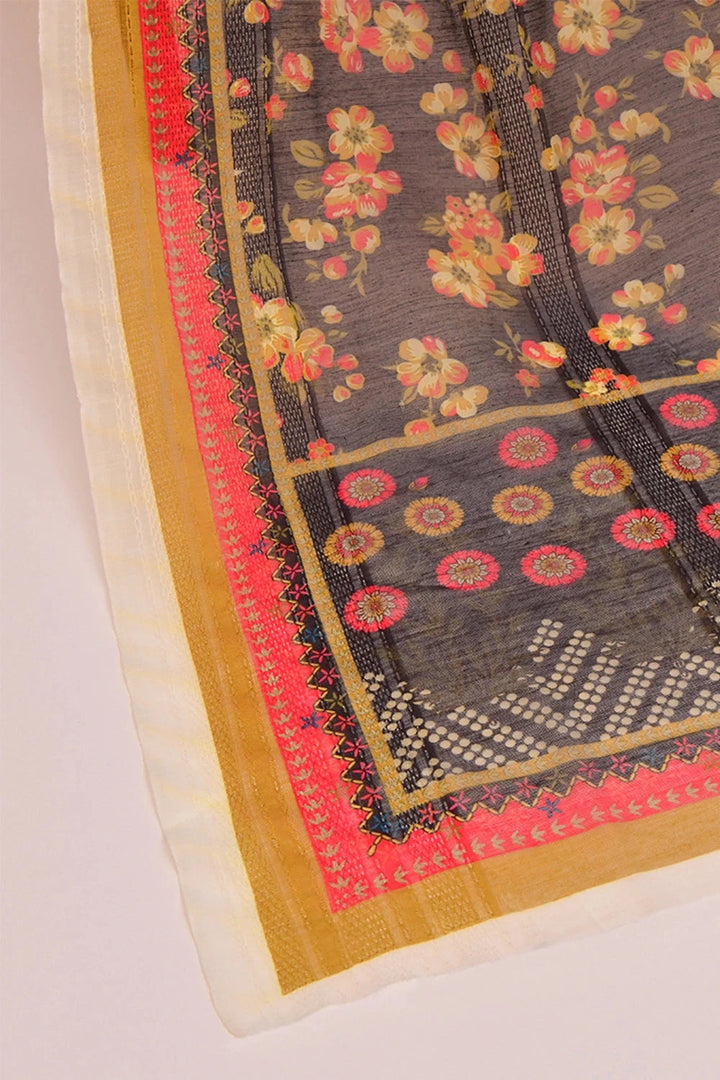 Jacquard Cotton Net Dupatta KOE-2667 Embroidered KHAS STORES 