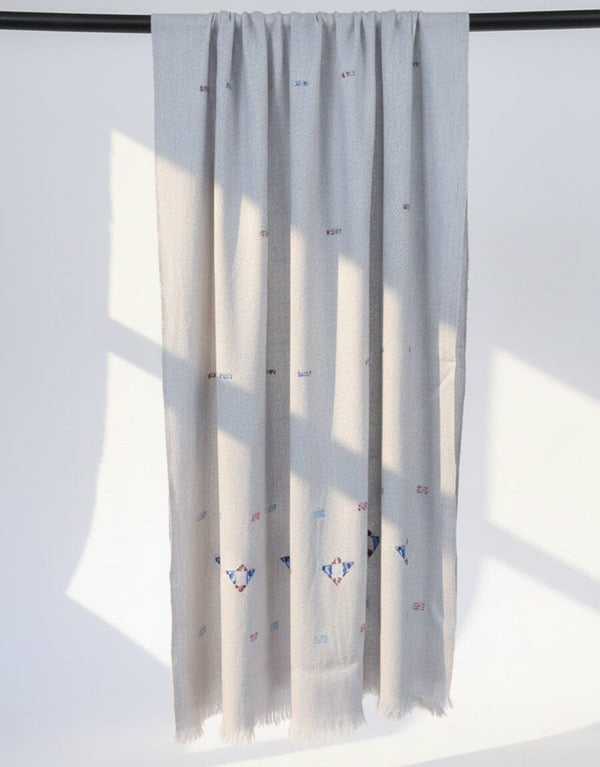 Khaddi Embroidered Shawl-07 Light Grey Apparel & Accessories KHAS STORES 