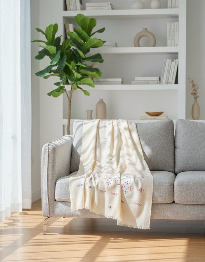 Khaddi Embroidered Shawl-09 Off White Apparel & Accessories KHAS STORES 