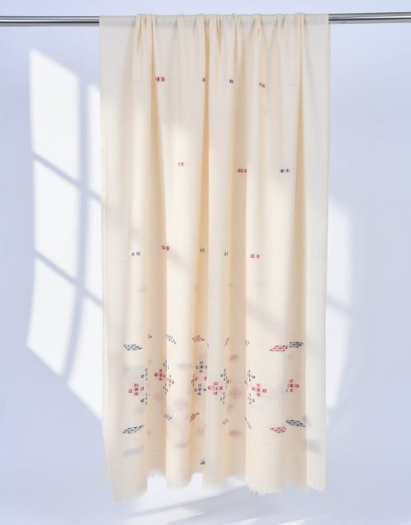 Khaddi Embroidered Shawl-09 Off White Apparel & Accessories KHAS STORES 