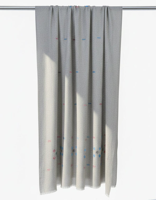 Khaddi Embroidered Shawl-13 Light Grey Apparel & Accessories KHAS STORES 