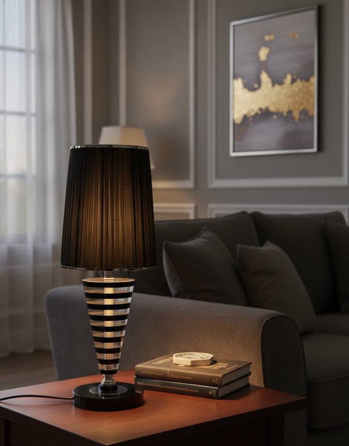 Modern Black Striped Table Lamp Decor KHAS STORES 