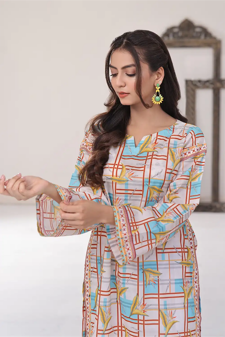 Printed Lawn Stitched Shirt DR-2548 Printed KHAS STORES 