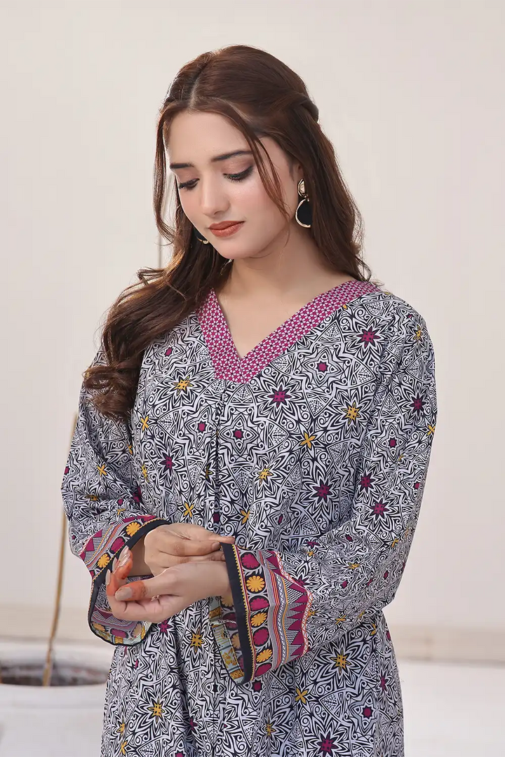 Printed Lawn Stitched Shirt DR-2549 Printed KHAS STORES 
