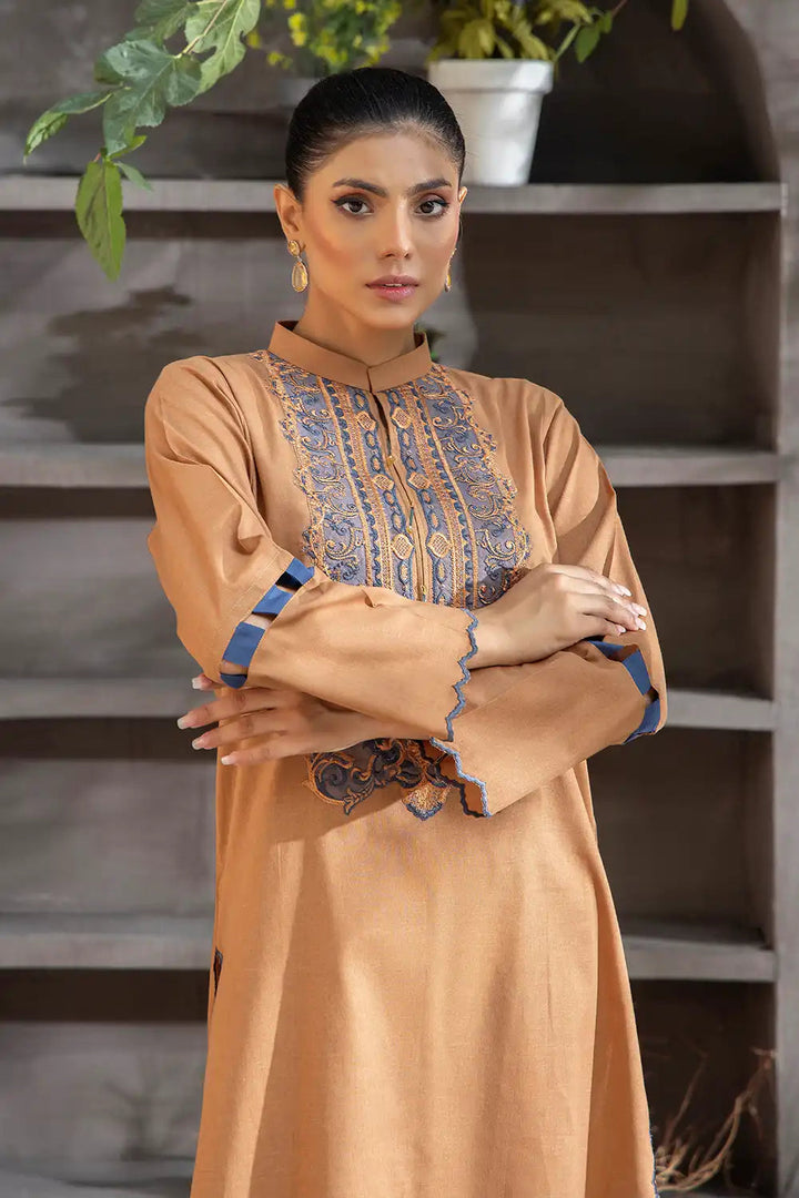 Stitched Embroidered Cambric Shirt and Trouser RKCC-051 Embroidered KHAS STORES 