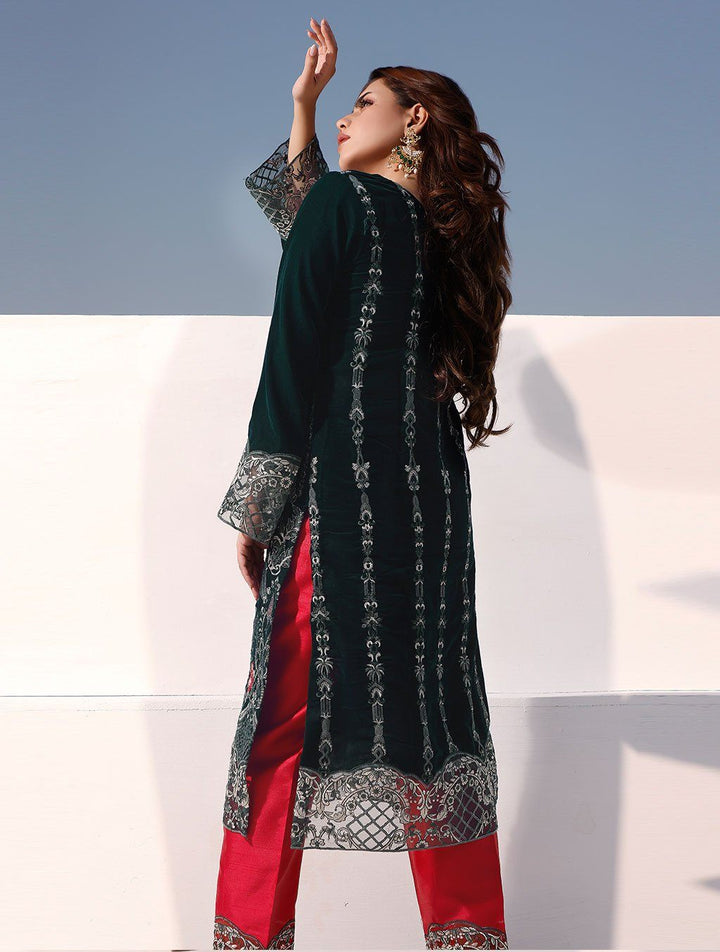 2 Pcs Embroidered Velvet Suit ERV-165 Luxury Velvet FASSTILAD 