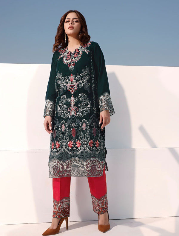 2 Pcs Embroidered Velvet Suit ERV-165 Luxury Velvet FASSTILAD S 