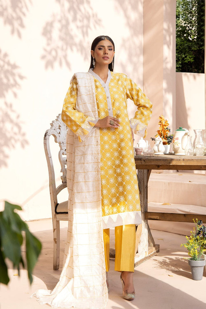 3 Pcs Unstitched EMB Faux Silk SUIT KFS-2329 KHAS STORES 