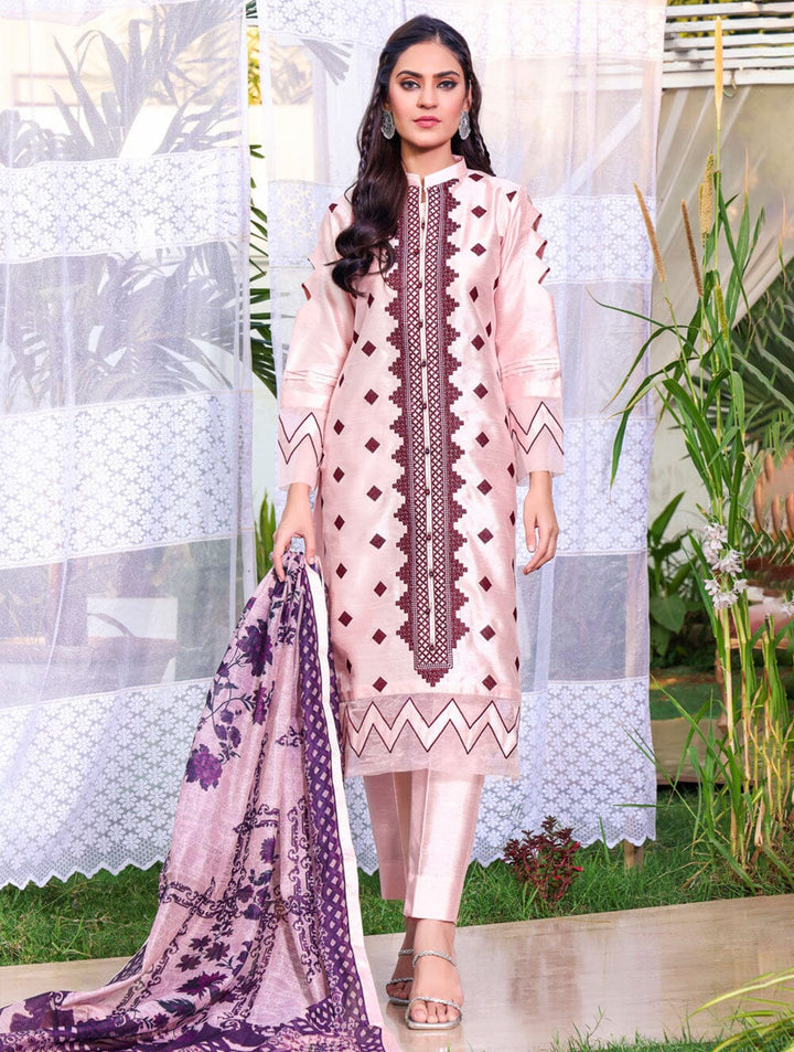 3 Piece Unstitched Faux Silk Suit KFSE-1527 Dresses KHAS STORES 