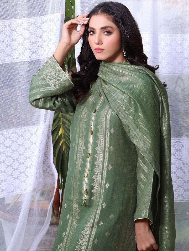 3 Piece Unstitched Jacquard Suit KJE-1590 Dresses KHAS STORES 