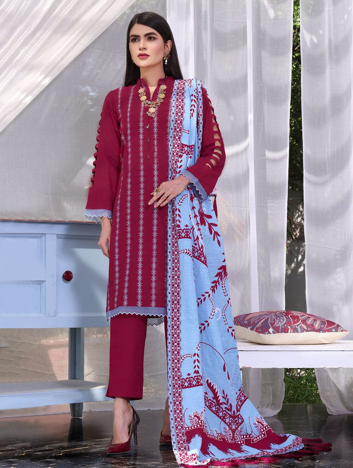 3 Piece Unstitched Khaddar Suit KKE-1569 Dresses KHAS STORES 