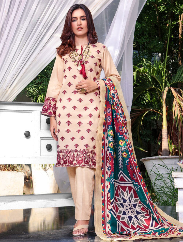 3 Piece Unstitched Khaddar Suit KKE-1571 Dresses KHAS STORES 