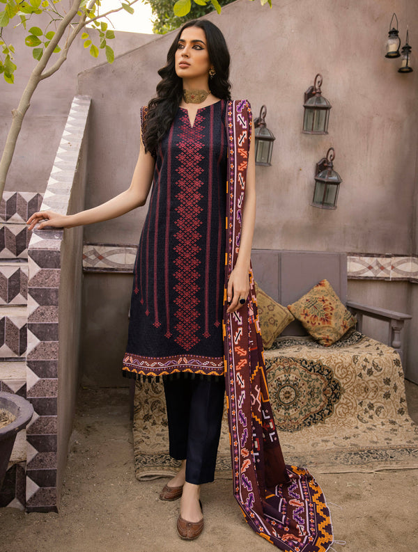 3 Piece Unstitched Khaddar Suit KKS-1507 KHAS STORES 