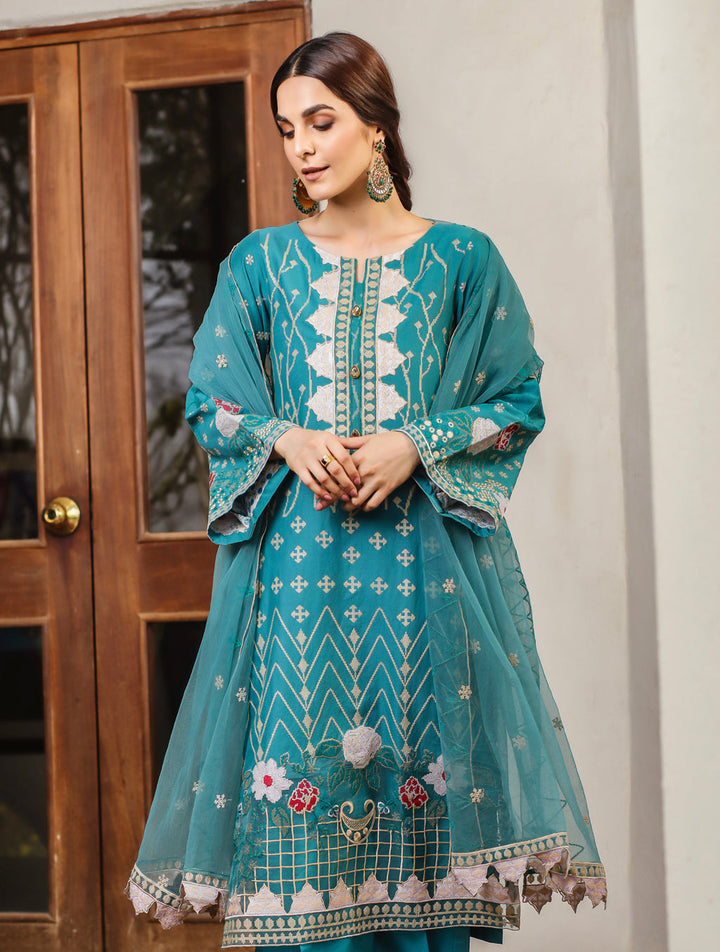 3 Piece Unstitched KNE-7032 Khas Lawn 2022 - Volume 3 FASUNSLAD 