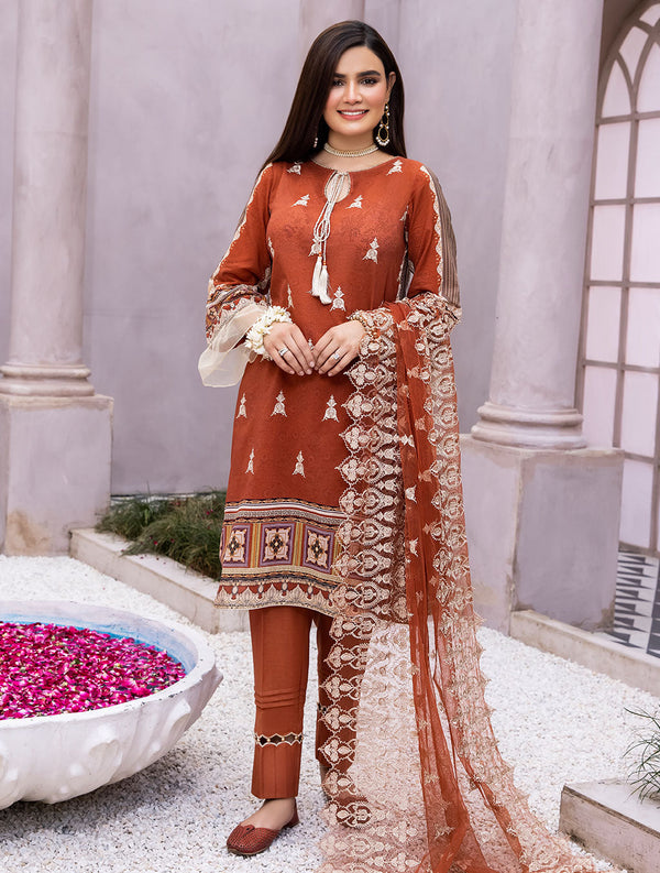 3 Piece Unstitched Lawn Suit KNE-1370 Khas Lawn 22 - Volume 9 (Sawera) FASUNSLAD 