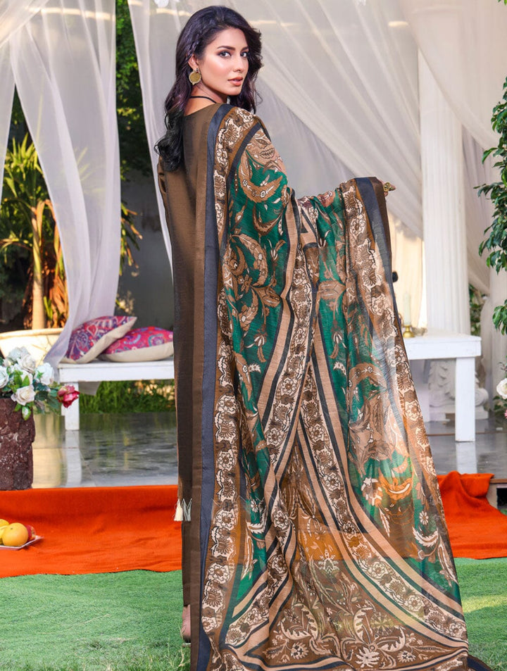 3 Piece Unstitched Suit Faux Silk KFSE-1529 Dresses KHAS STORES 