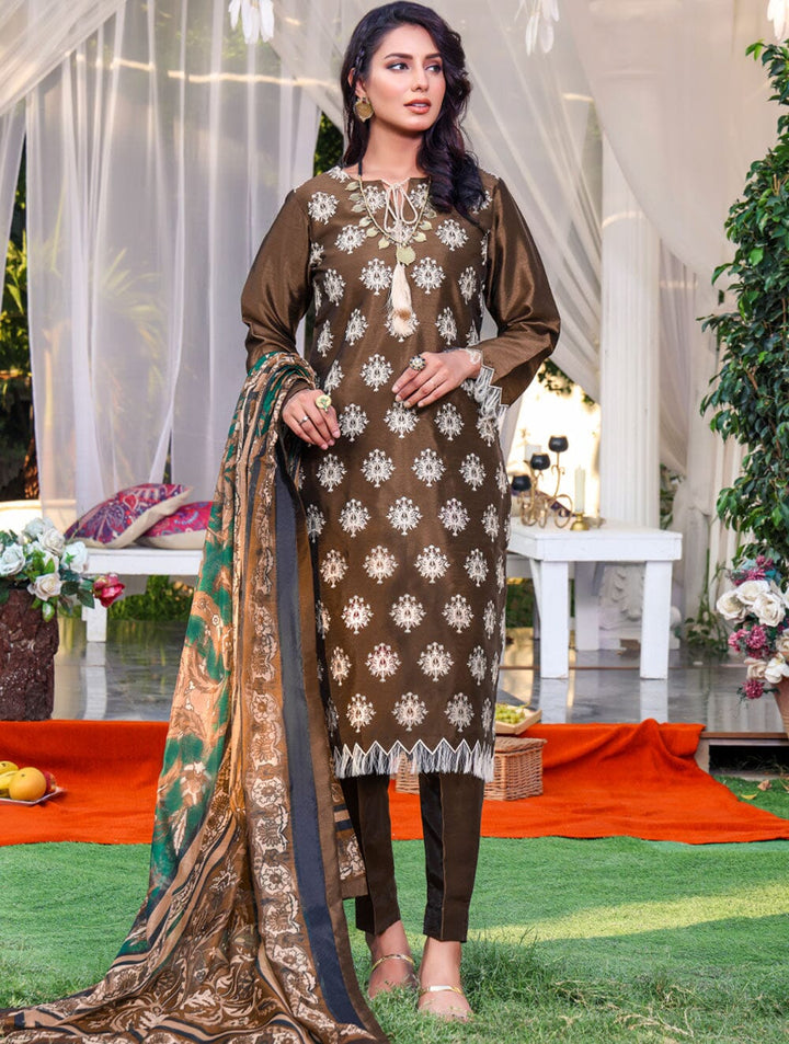 3 Piece Unstitched Suit Faux Silk KFSE-1529 Dresses KHAS STORES 
