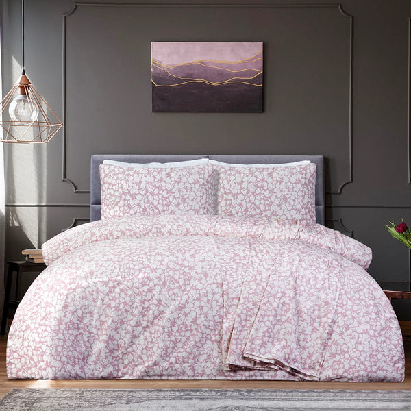 BED SET PINK HADRONGEA - King Luxury Bedding HOMBEDCLU 